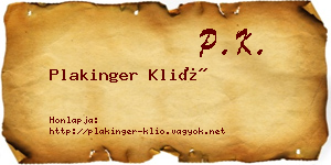 Plakinger Klió névjegykártya
